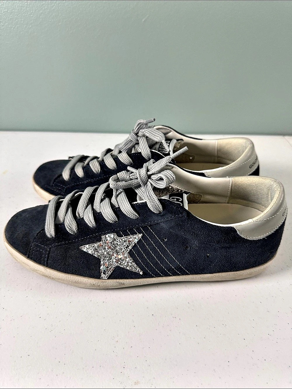 Golden Goose Super-Star Navy Silver Star Sneakers
